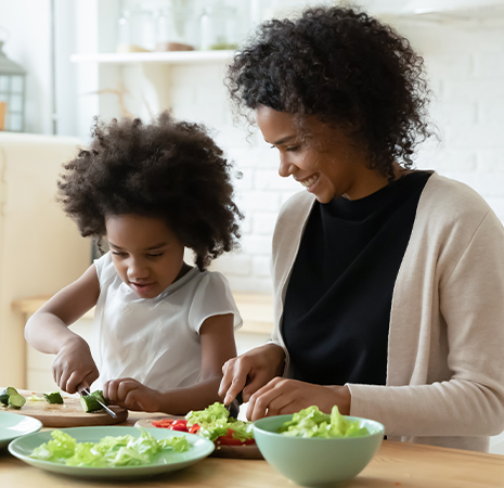 mom and daughter in kitchen